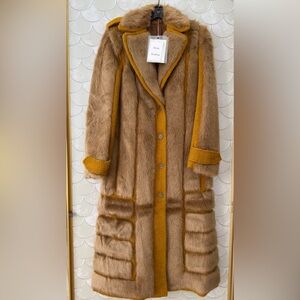 Acne Studios Wool Alpaca Blend Coat with Faux Fur